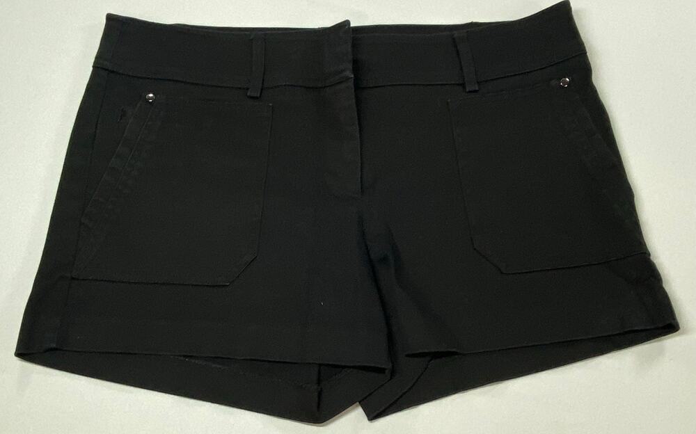 Cache Black Tailored Dress Shorts • Size 8 • Button Waist • Cotton Blend